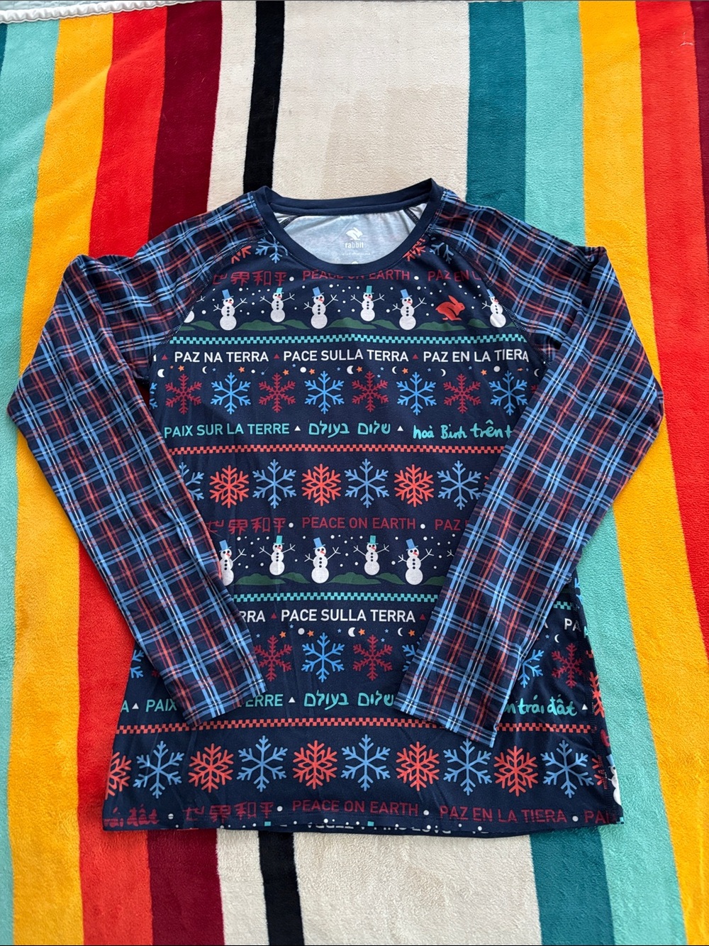 Women's Rabbit Navy Holiday Long-Sleeve EZ Tee sz medium